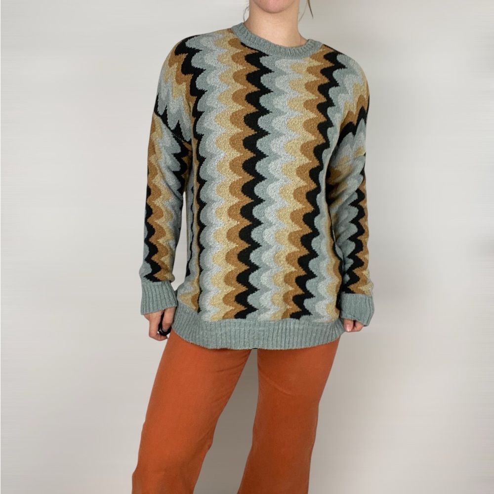 SHOW ME YOUR MUMU Retro Wave Crewneck Sweater Knit Pullover Relax‎ Casual